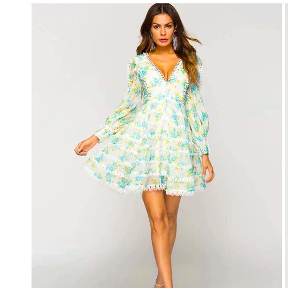 Asos Design x Daffina  Floral Printed Babydoll Mini Dress